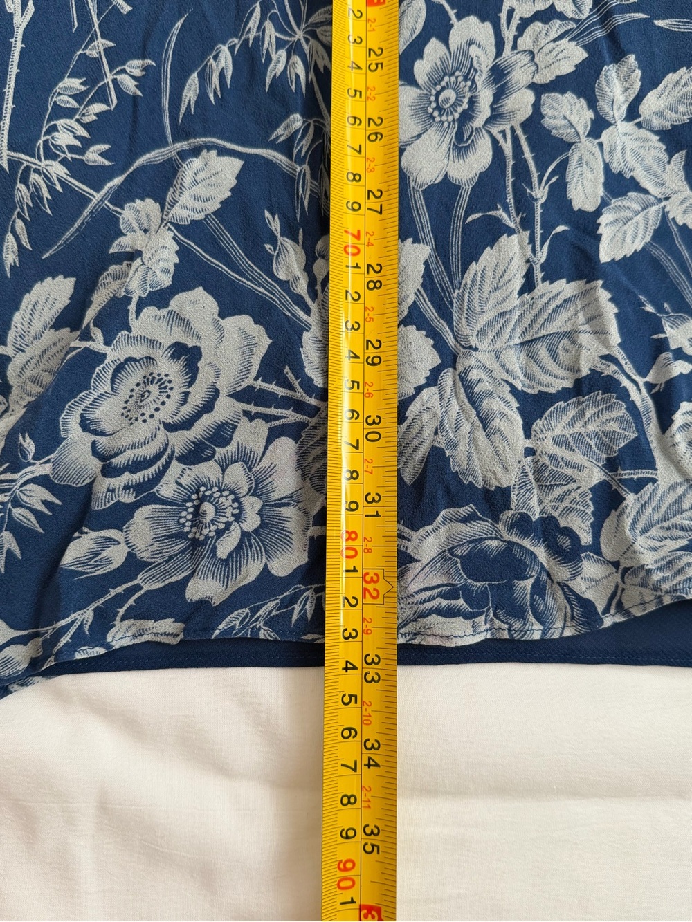 Express Floral Silk Blue Maxi Skirt with Side Slits - Picture 7 of 7